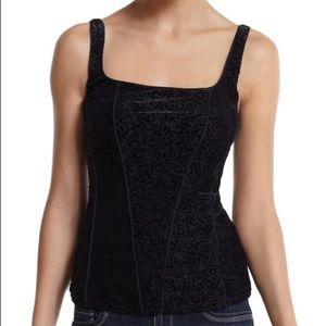 WHBM Black Crushed Velvet Top